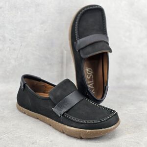 KALSO Earth Shoe Dabb Black Leather Loafer Negative Heel Brown Size‎ 11.5 Rare